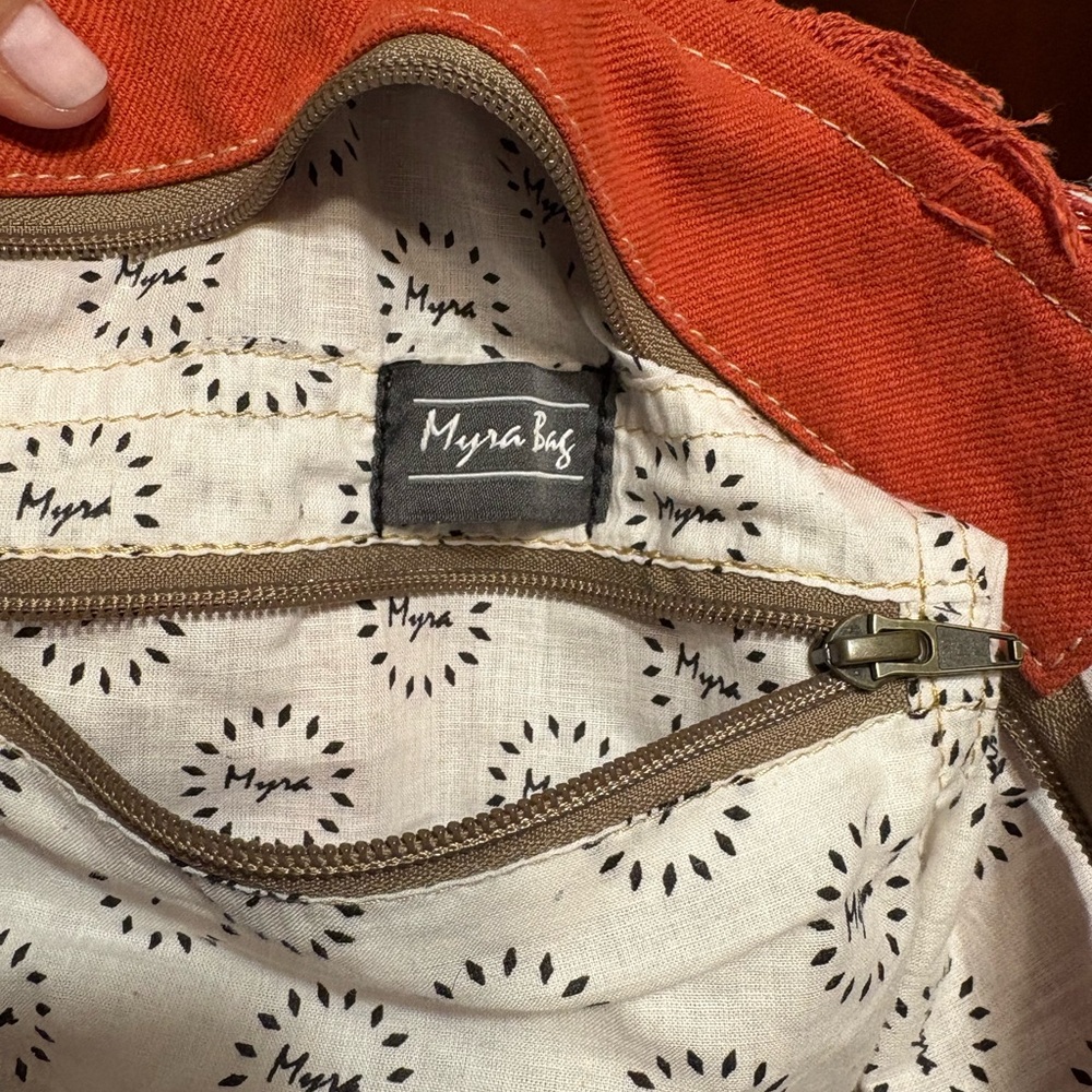 Myra Canvas and Leather Large Red Shoulder Bag Purse - Picture 3 of 7